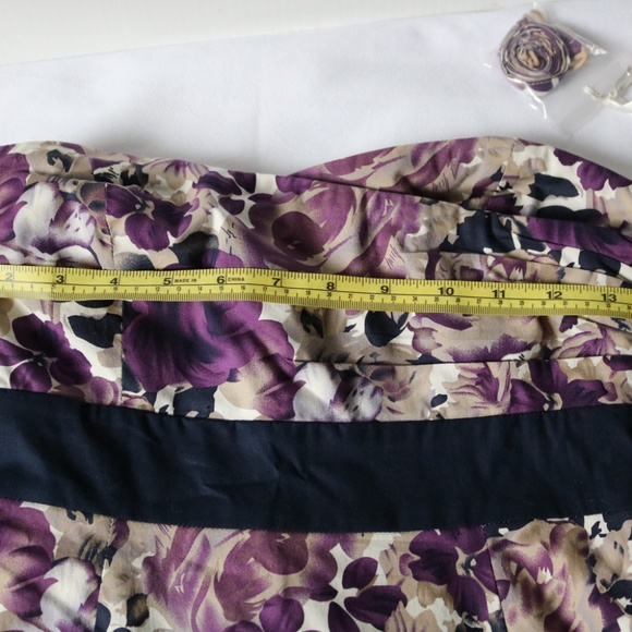 RW&CO Floral Summer Dress Women's Size 2 Purple Navy Taupe Scalloped Wedding - Picture 13 of 13